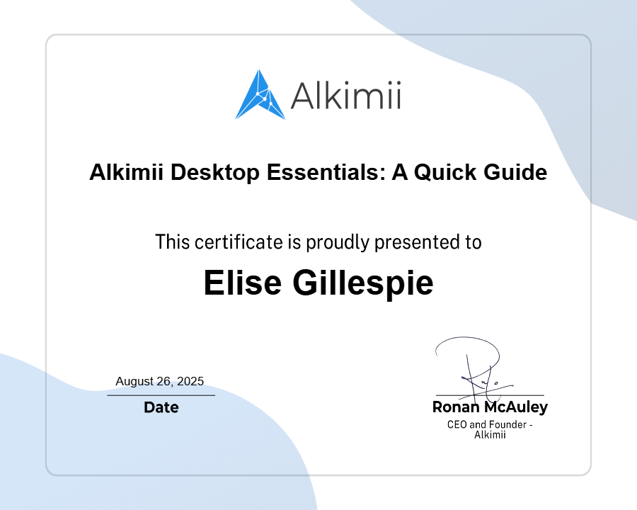 Alkimii Desktop Essentials: A Quick Guide Certificate