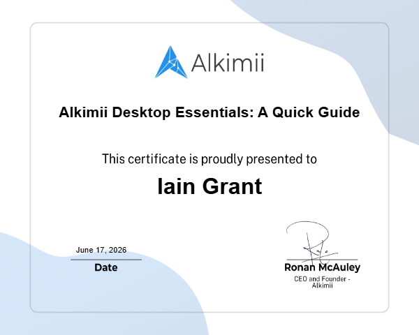 Alkimii Desktop Essentials: A Quick Guide Certificate
