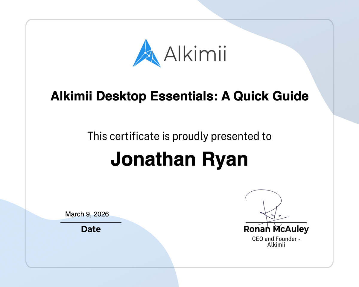 Alkimii Desktop Essentials: A Quick Guide Certificate