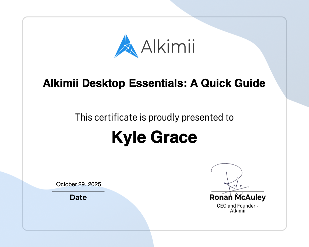 Alkimii Desktop Essentials: A Quick Guide Certificate
