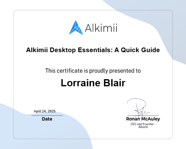 Alkimii Desktop Essentials: A Quick Guide Certificate