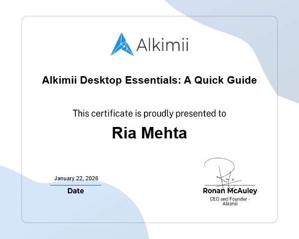 Alkimii Desktop Essentials: A Quick Guide Certificate