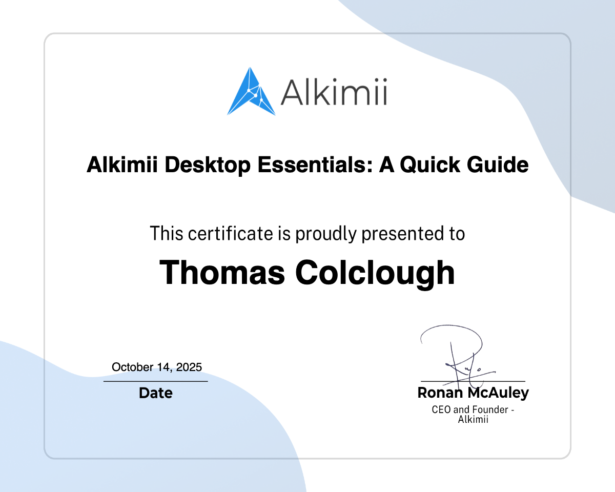 Alkimii Desktop Essentials: A Quick Guide Certificate