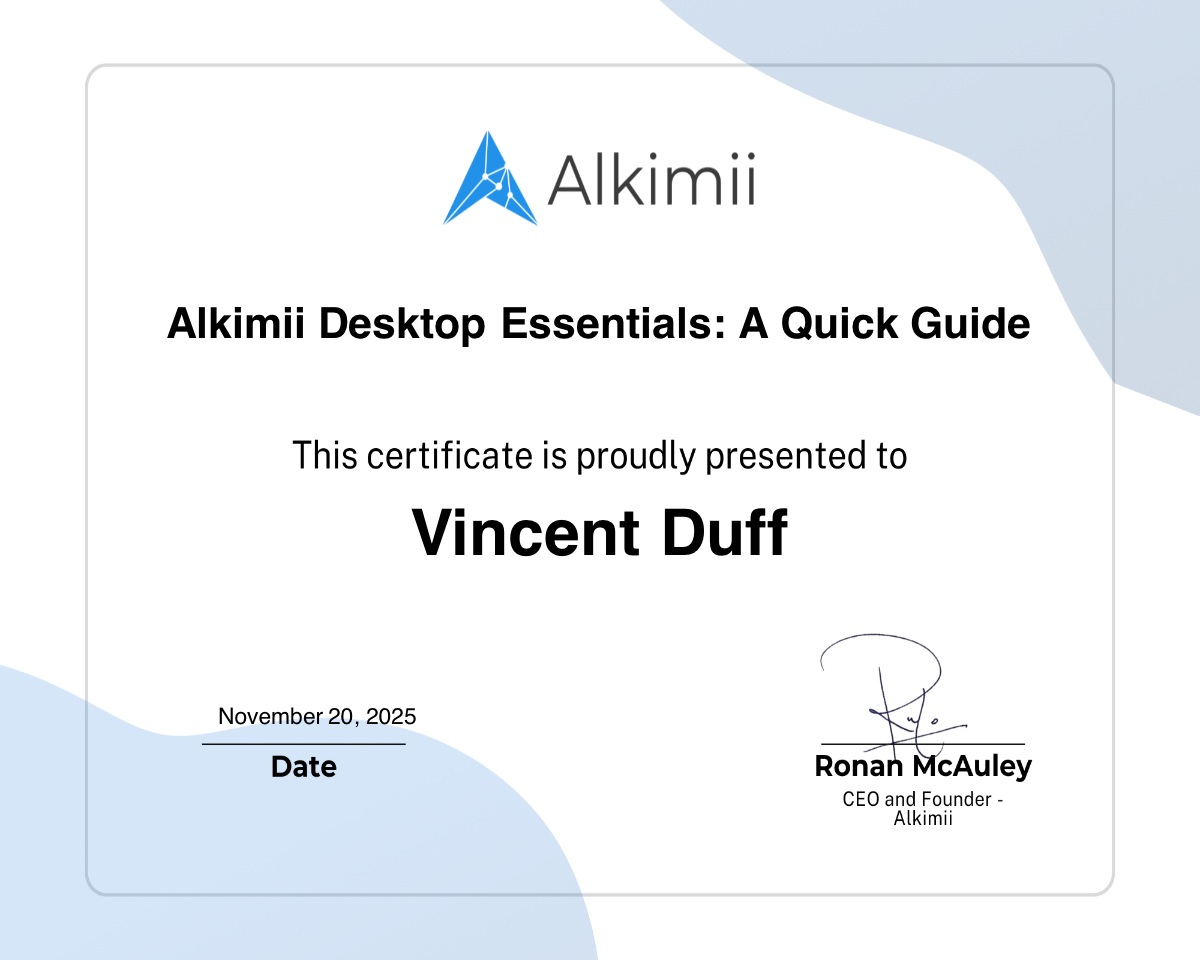 Alkimii Desktop Essentials: A Quick Guide Certificate