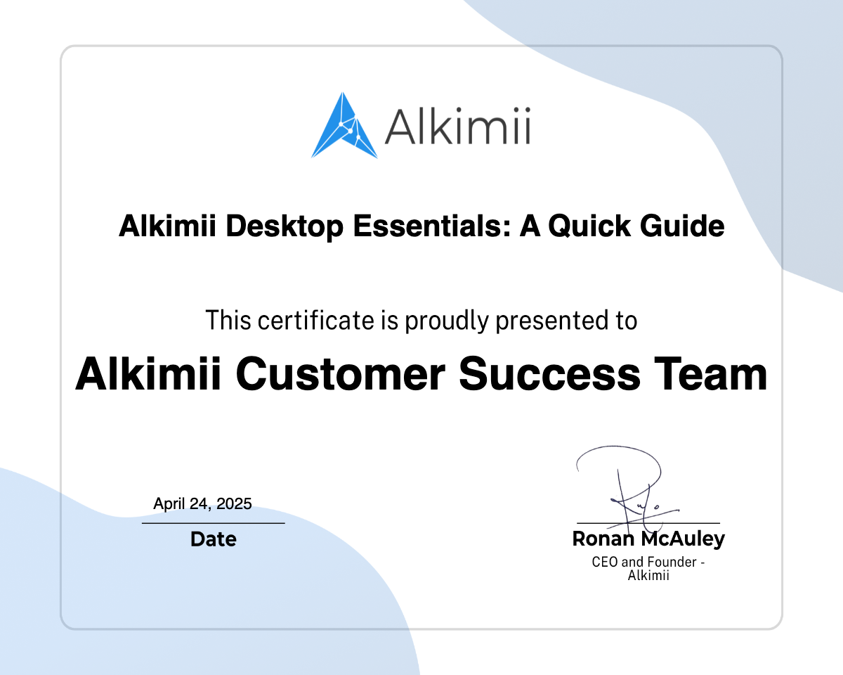 Alkimii Desktop Essentials: A Quick Guide Certificate