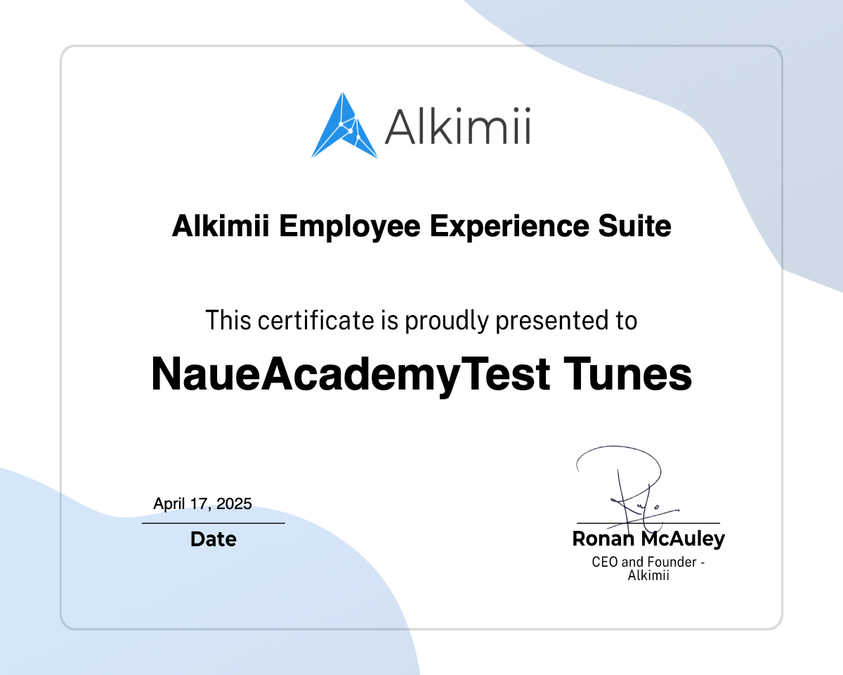 Alkimii Employee Experience Suite Certificate