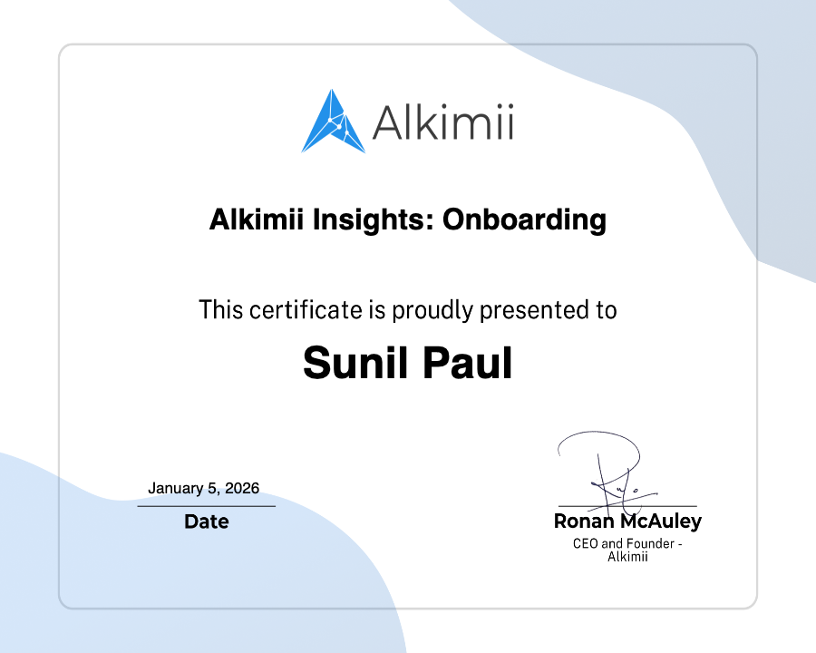 Alkimii Insights: Onboarding Certificate