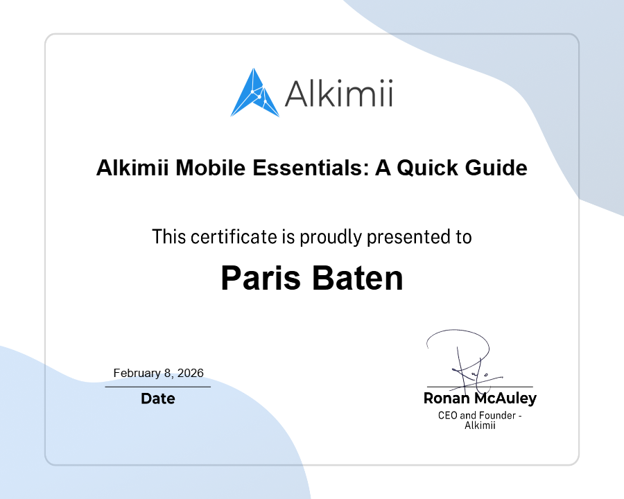 Alkimii Mobile Essentials: A Quick Guide Certificate