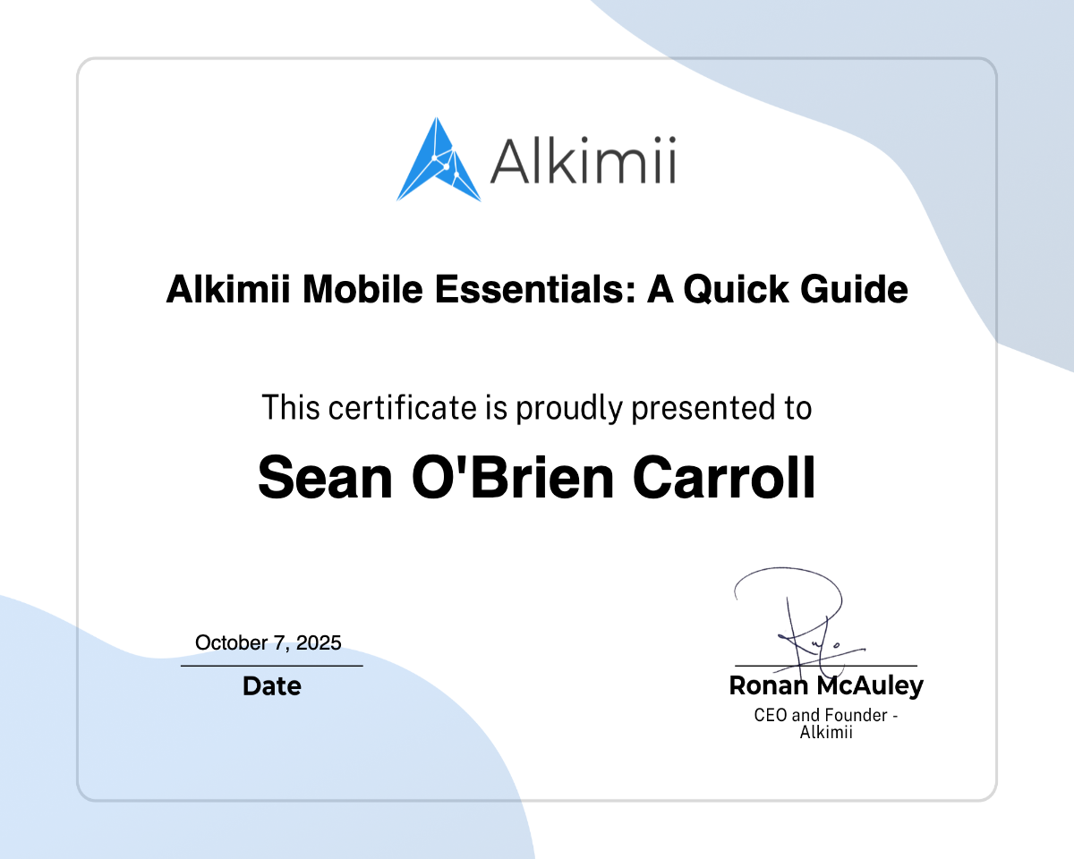 Alkimii Mobile Essentials: A Quick Guide Certificate