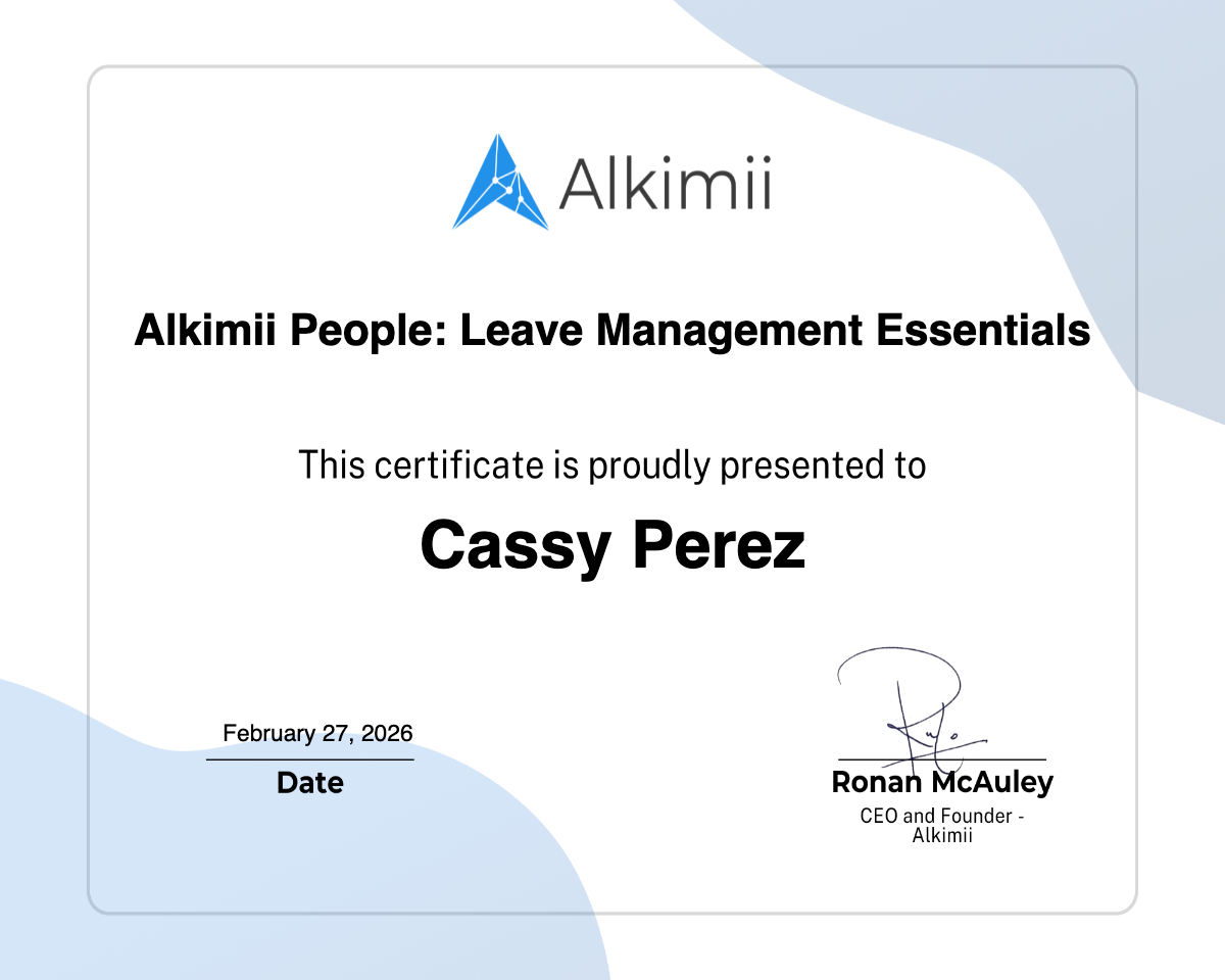 Alkimii People: Leave Management Essentials Certificate