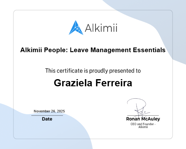 Alkimii People: Leave Management Essentials Certificate