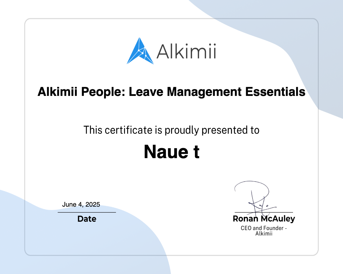 Alkimii People: Leave Management Essentials Certificate