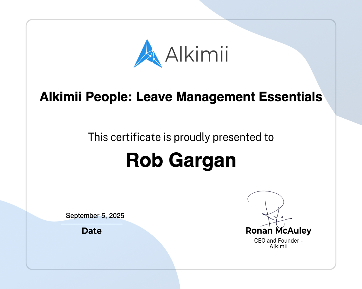 Alkimii People: Leave Management Essentials Certificate