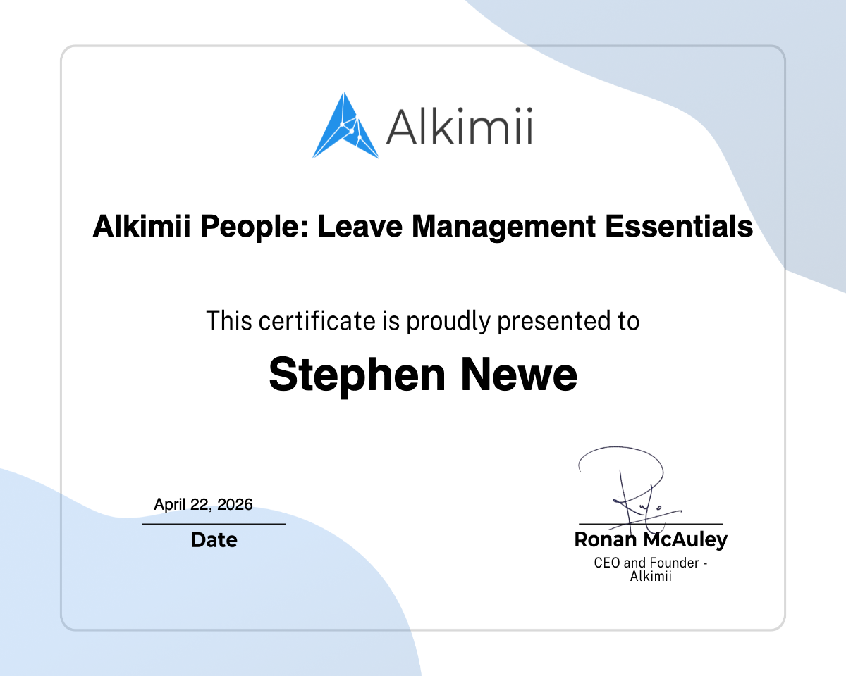 Alkimii People: Leave Management Essentials Certificate
