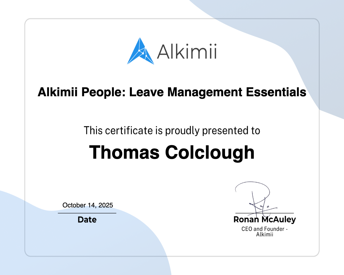 Alkimii People: Leave Management Essentials Certificate