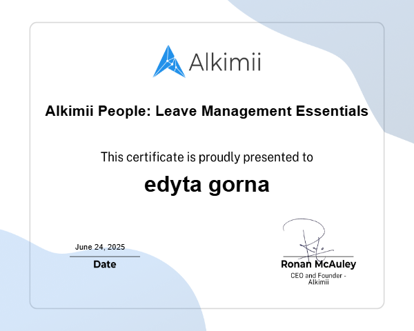 Alkimii People: Leave Management Essentials Certificate