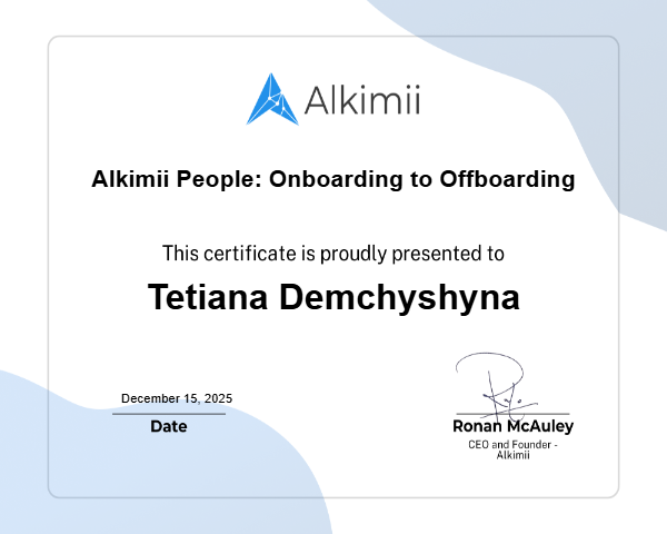 Alkimii People: Onboarding to Offboarding Certificate