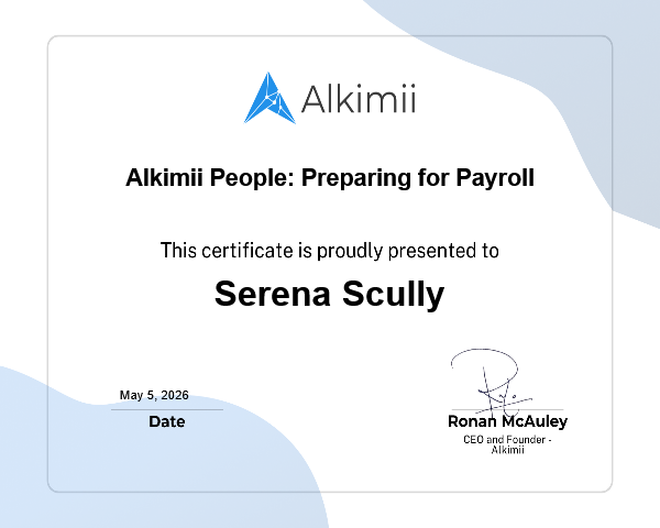 Alkimii People: Preparing for Payroll Certificate