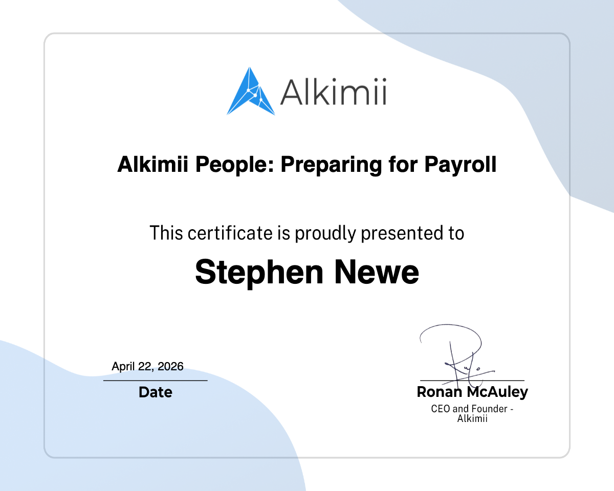Alkimii People: Preparing for Payroll Certificate