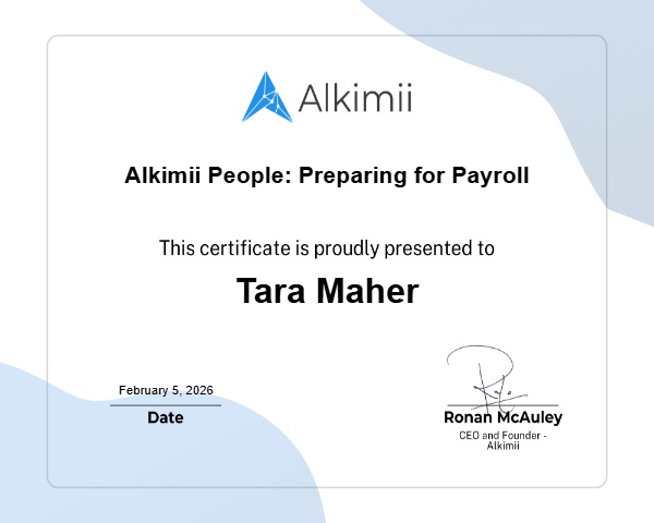 Alkimii People: Preparing for Payroll Certificate