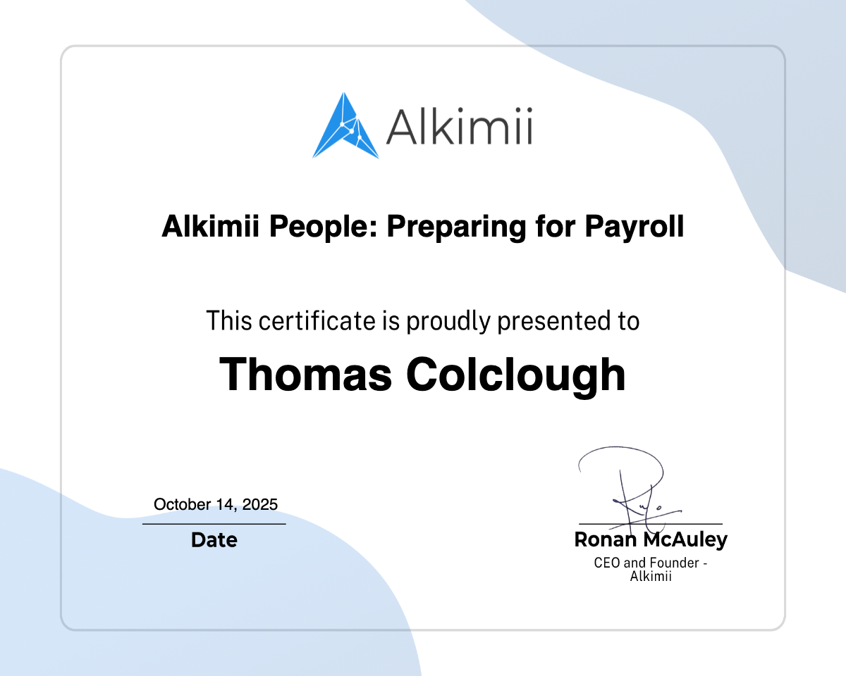 Alkimii People: Preparing for Payroll Certificate