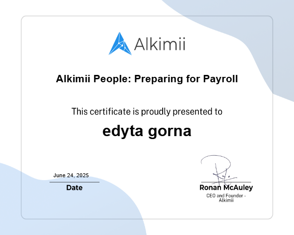 Alkimii People: Preparing for Payroll Certificate