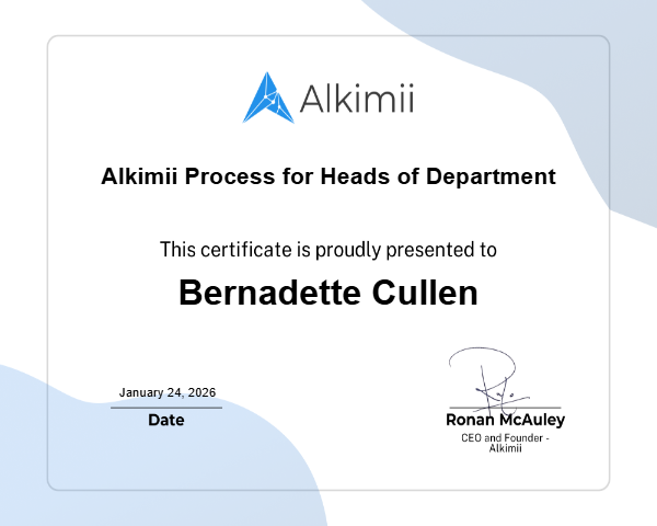 Alkimii Process for Heads of Department Certificate