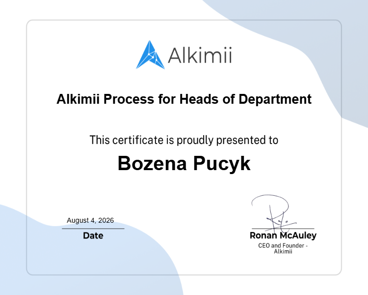 Alkimii Process for Heads of Department Certificate