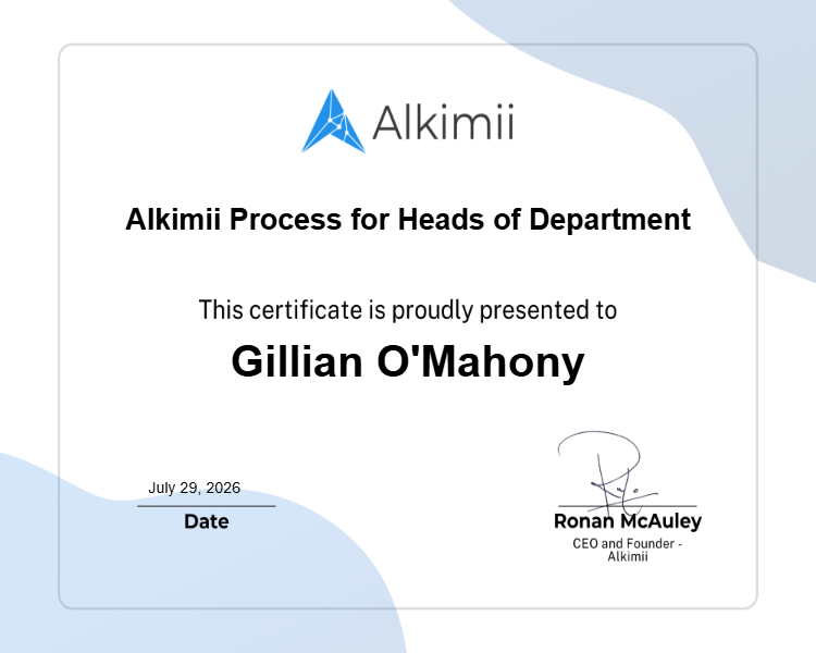Alkimii Process for Heads of Department Certificate