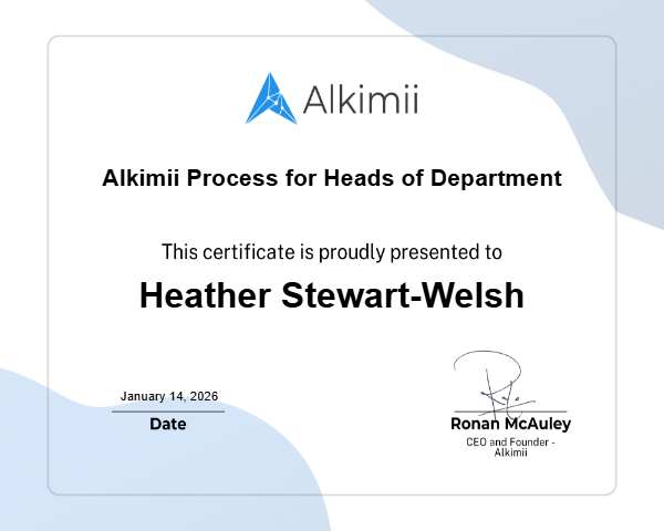 Alkimii Process for Heads of Department Certificate