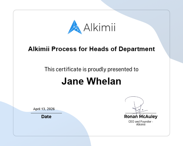 Alkimii Process for Heads of Department Certificate