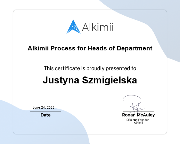 Alkimii Process for Heads of Department Certificate