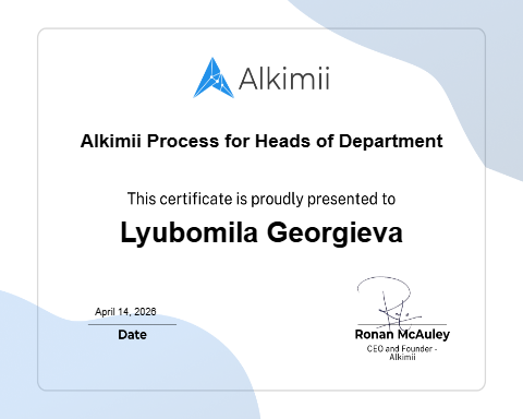 Alkimii Process for Heads of Department Certificate