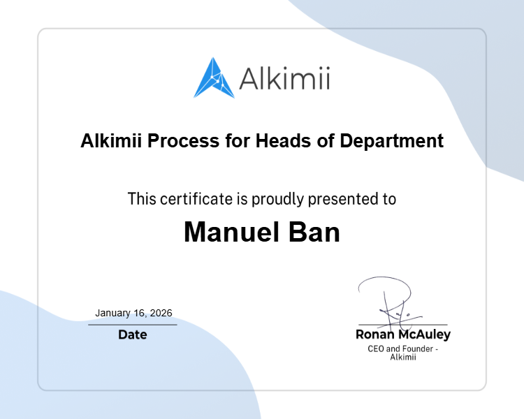 Alkimii Process for Heads of Department Certificate