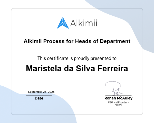 Alkimii Process for Heads of Department Certificate