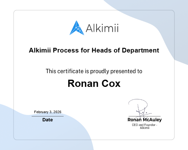 Alkimii Process for Heads of Department Certificate