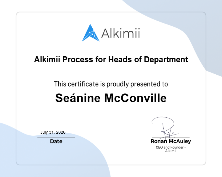 Alkimii Process for Heads of Department Certificate