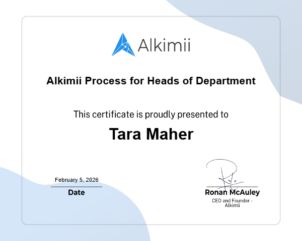 Alkimii Process for Heads of Department Certificate