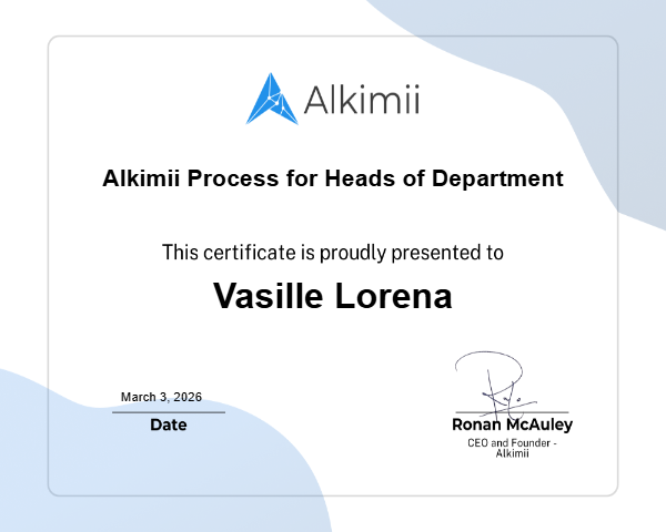 Alkimii Process for Heads of Department Certificate