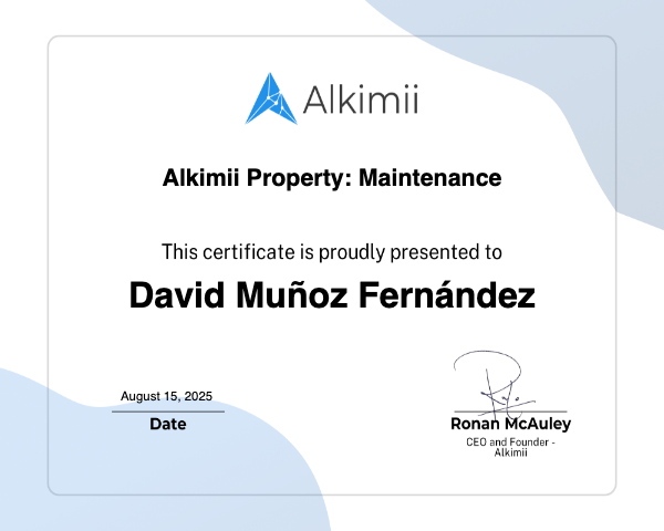 Alkimii Property: Maintenance Certificate