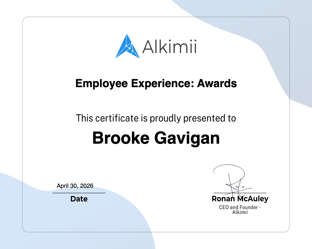 Employee Experience: Awards Certificate