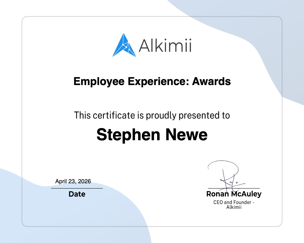 Employee Experience: Awards Certificate