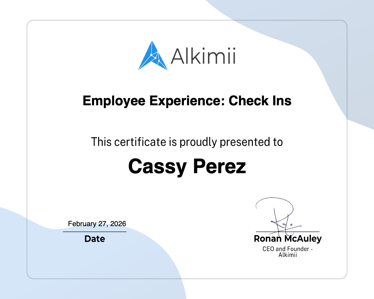 Employee Experience: Check Ins Certificate