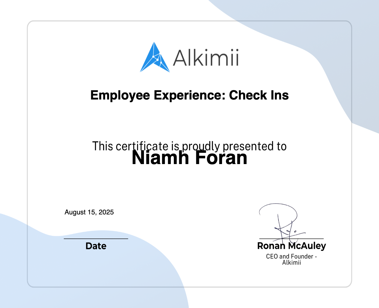 Employee Experience: Check Ins Certificate