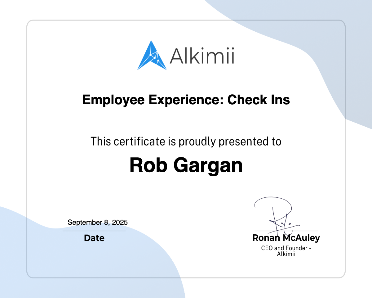 Employee Experience: Check Ins Certificate