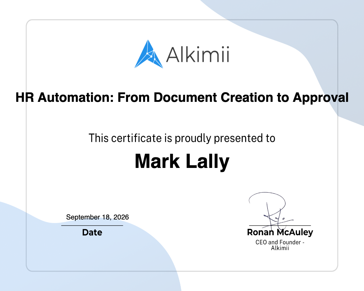 HR Automation: From Document Creation to Approval Certificate