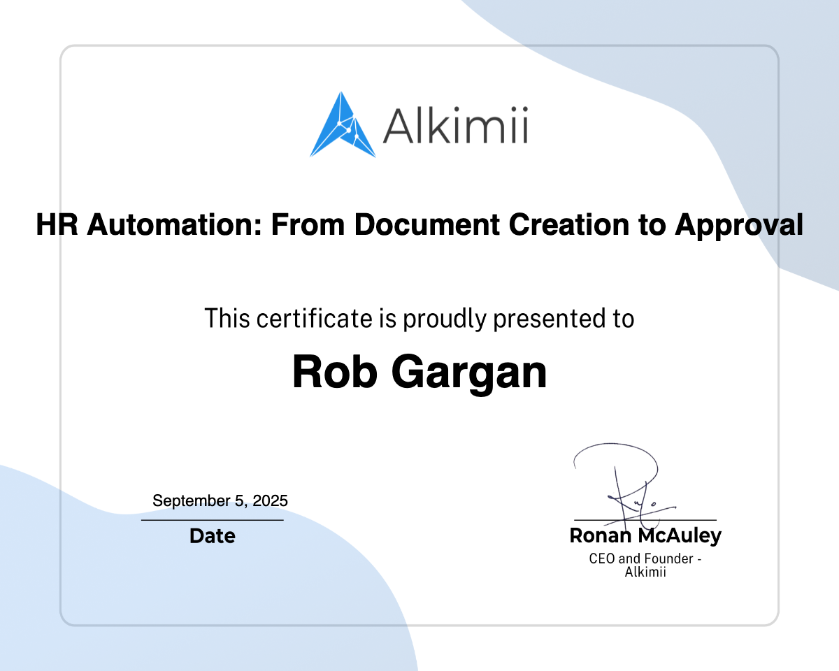 HR Automation: From Document Creation to Approval Certificate