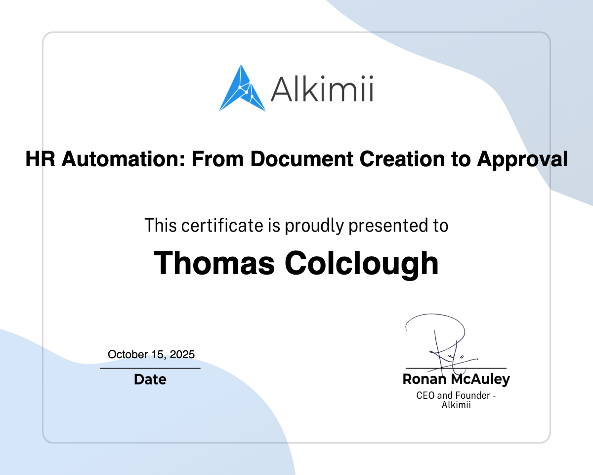 HR Automation: From Document Creation to Approval Certificate