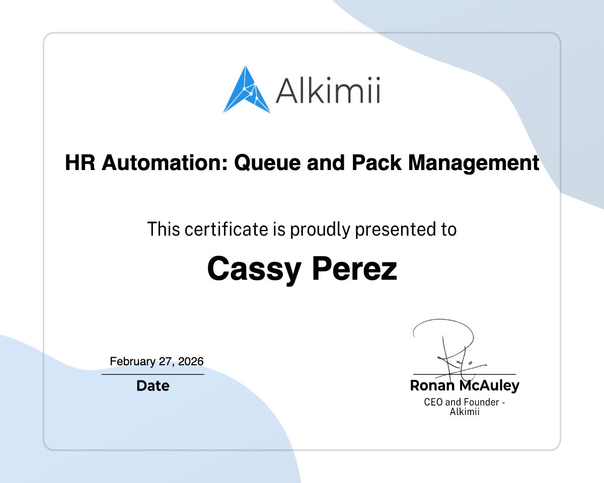 HR Automation: Queue and Pack Management Certificate
