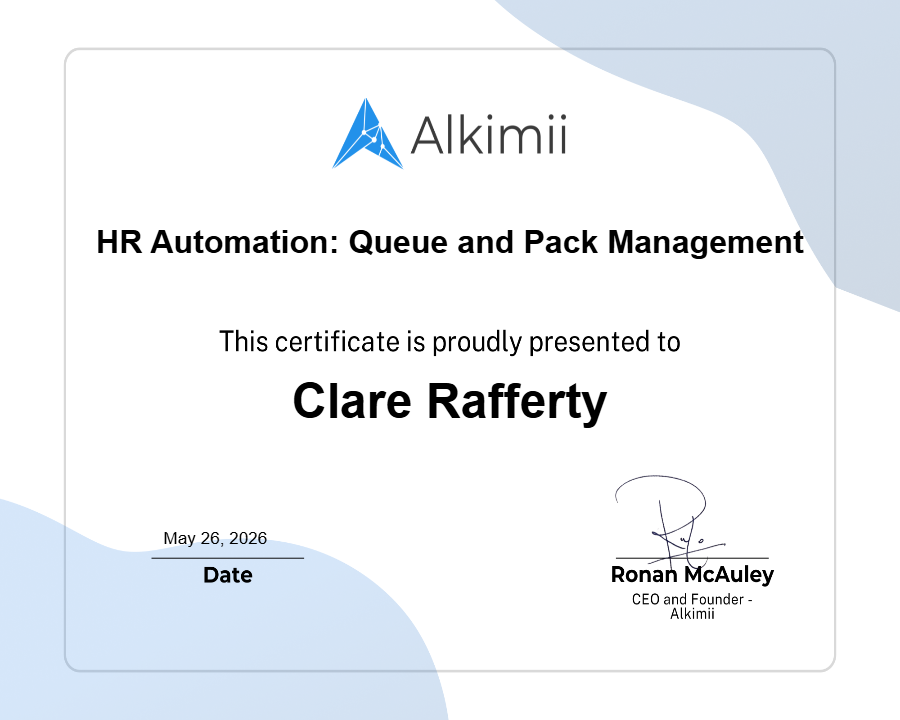 HR Automation: Queue and Pack Management Certificate